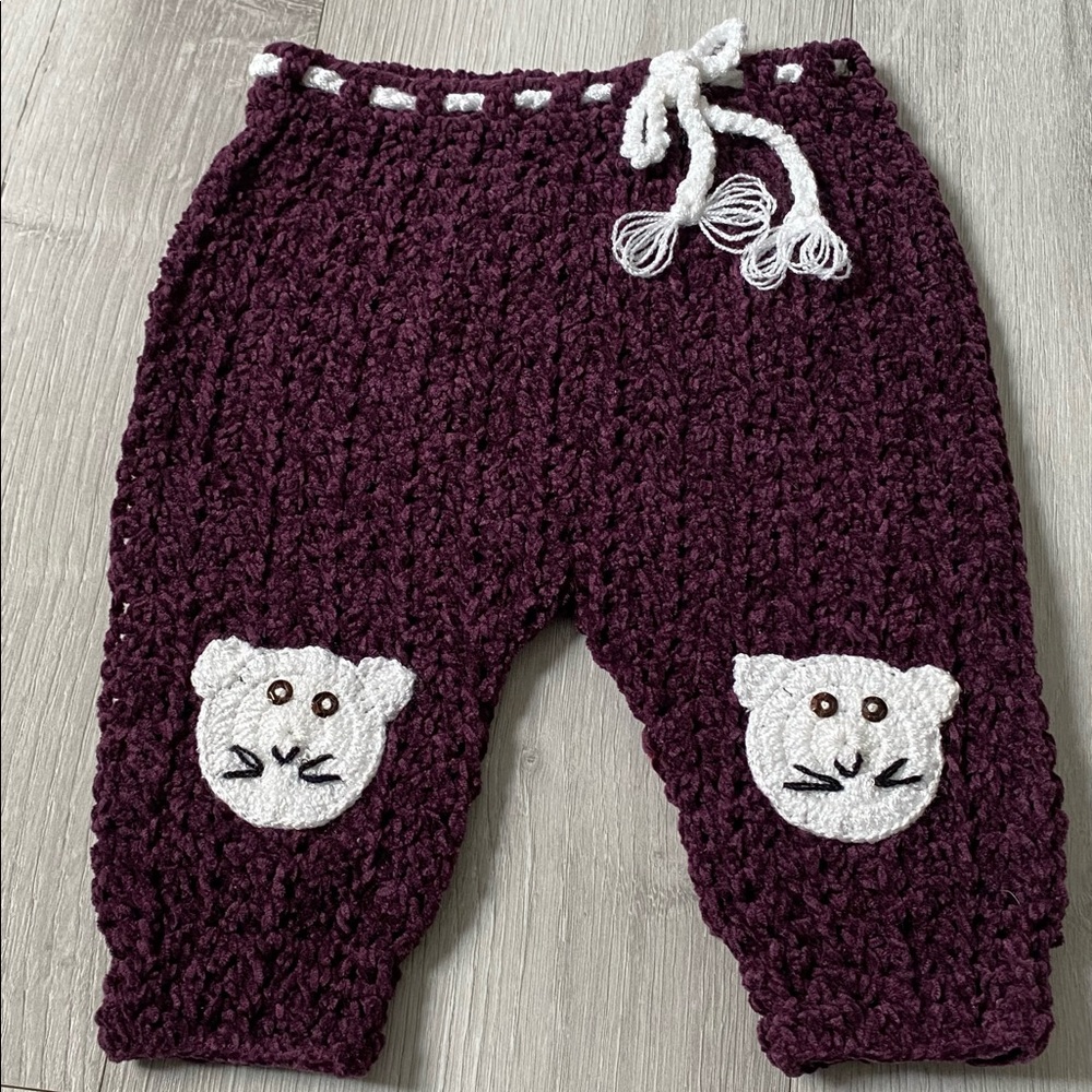 Handmade crochet pants.